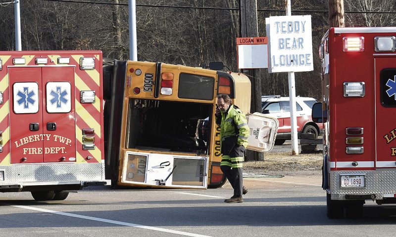 Bus rollover leaves 2 injured